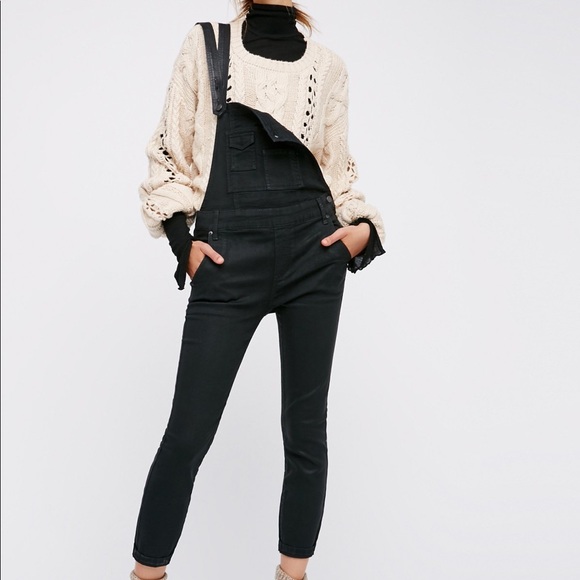 Free People Pants - Free People black denim overalls